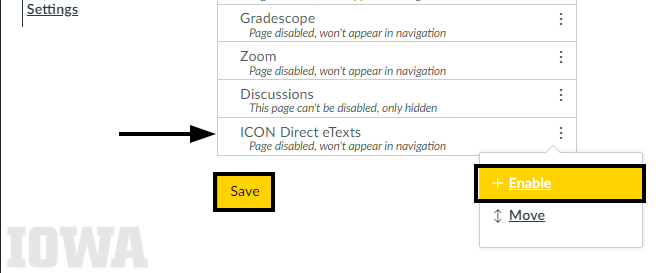 Enabling ICON Direct eText option