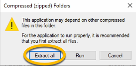 Pop-up asking to about Compressed (zipped) Folder with extract all circled