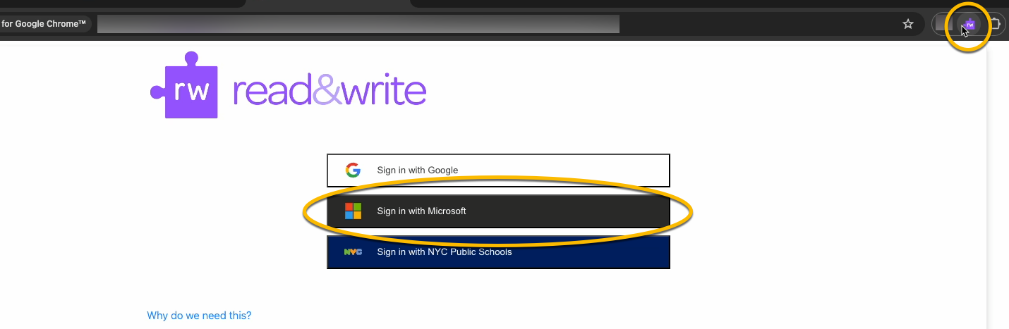 read&write google chrome extension sign-in with Microsoft Office