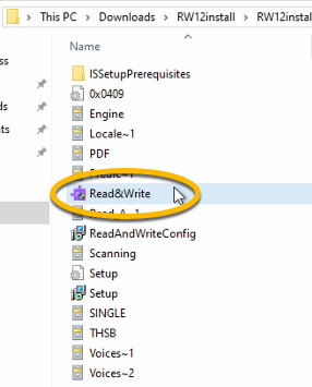 Read&Write completed and installed application circled in files folder