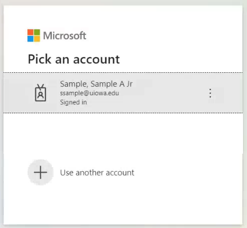 Screenshot of the Microsoft sign in page that asks users to pick an account.