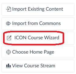The Icon Course Wizard button highlighted