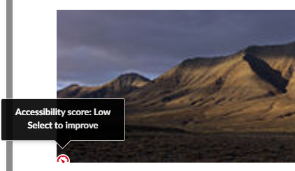 The Ally tool indicator of low image accessibility
